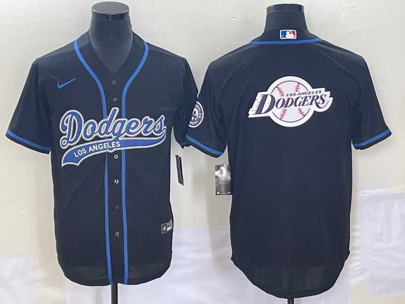 Men%27s Los Angeles Dodgers Black Team Big Logo With Patch Cool Base Stitched Baseball Jersey->los angeles dodgers->MLB Jersey
